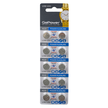 Аккумулятор для компьютерной техники GoPower Батарея Alkaline G13/LR1154/LR44/357A/A76